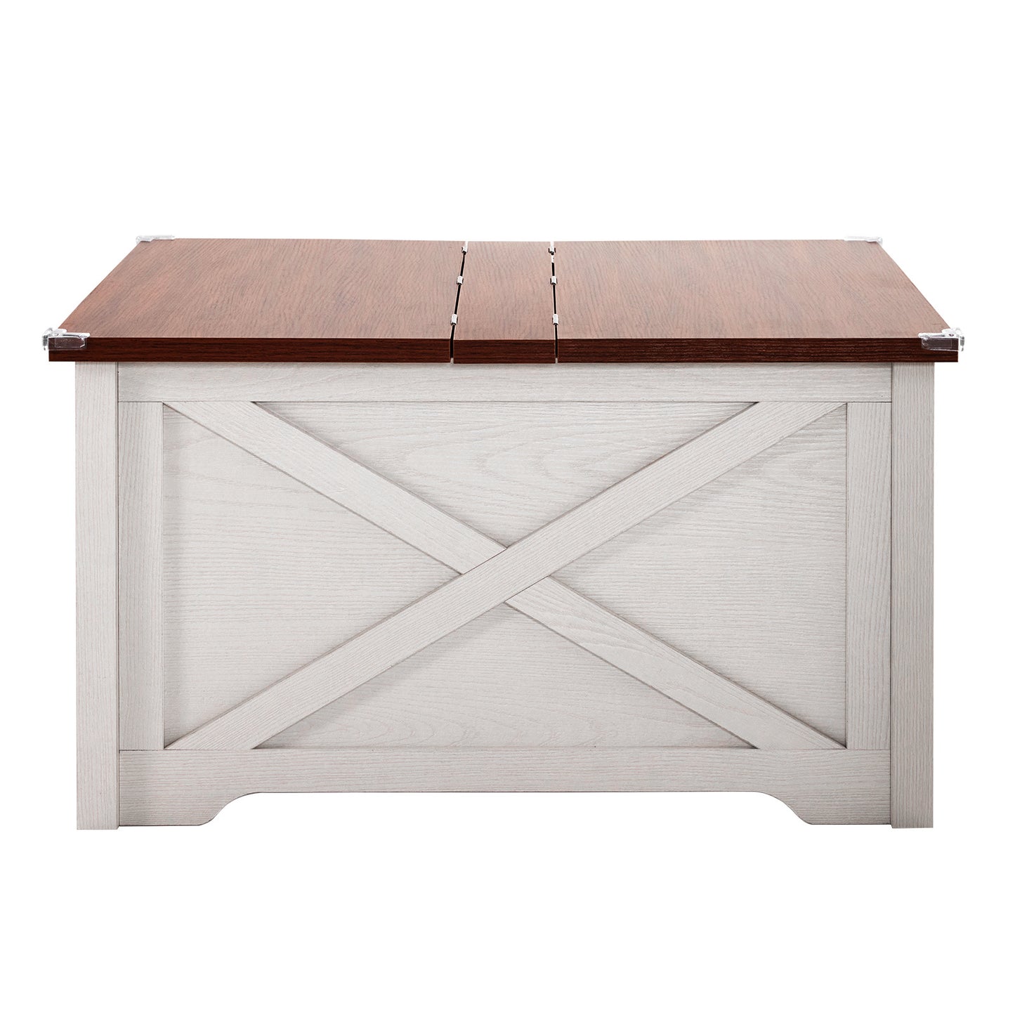 Large Hidden Storage Compartment, Double Flap Panel, Side X Shape, Coffee Table, Square, 31.5x31.5x18in