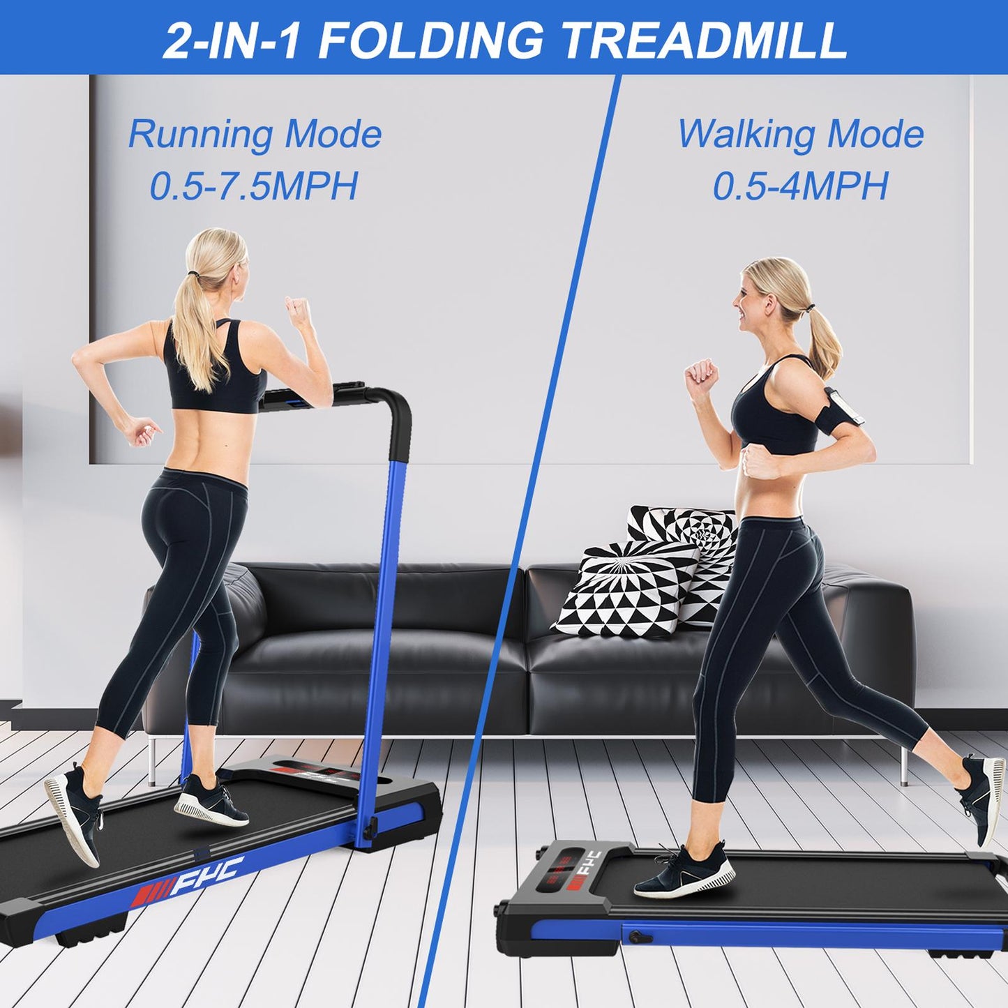 Under Desk Treadmill - Walking Pad 2 in 1 Folding Treadmill Desk Workstation for Home 3.5HP 300LBS Weight Capacity