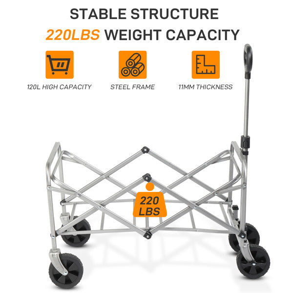Silver Frame Oxford Cloth Garden Folding Cart