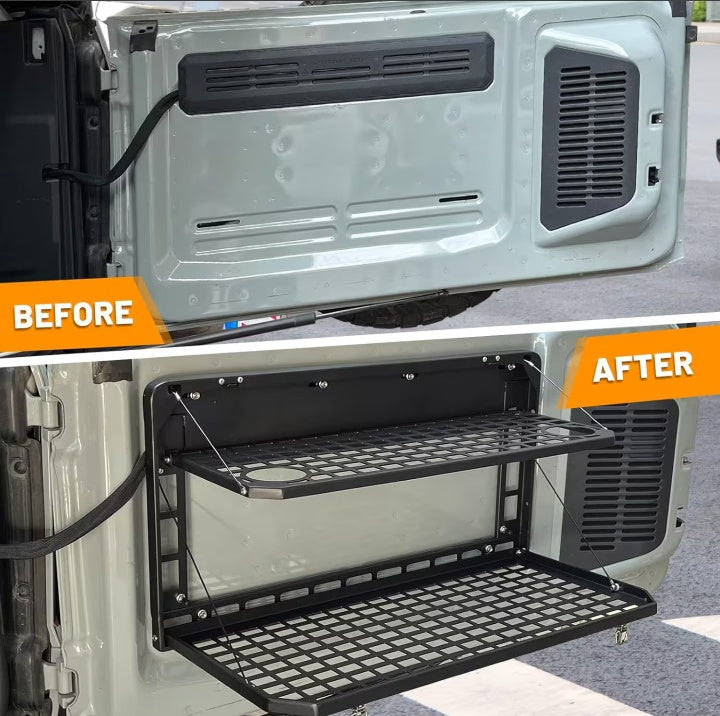 Tailgate Table Rear Foldable Cargo Shelf Aluminum Alloy Storage Shelf MOLLE Panel For Ford Bronco