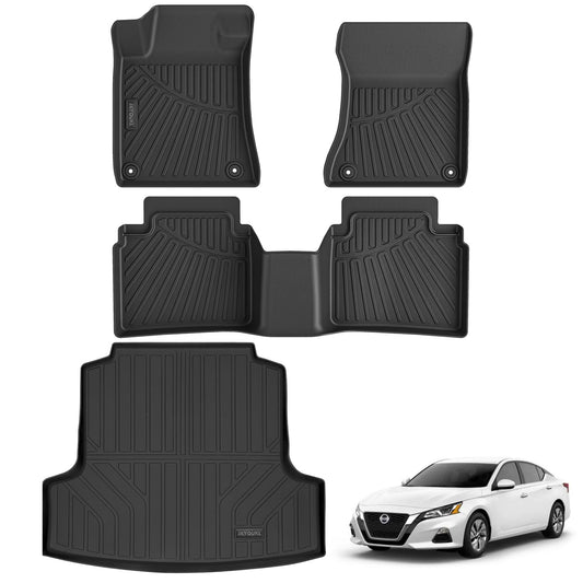 Floor Mat And Trunk Mat For 2019-2024 Nissan Altima, All-weather Anti-slip TPE Rubber Waterproof And Non-slip Design Protects 2 Rows Of Car Floor Liners