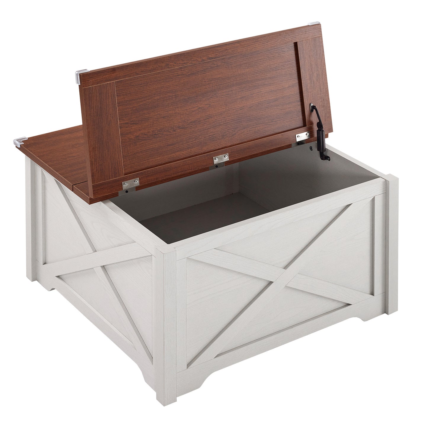 Large Hidden Storage Compartment, Double Flap Panel, Side X Shape, Coffee Table, Square, 31.5x31.5x18in