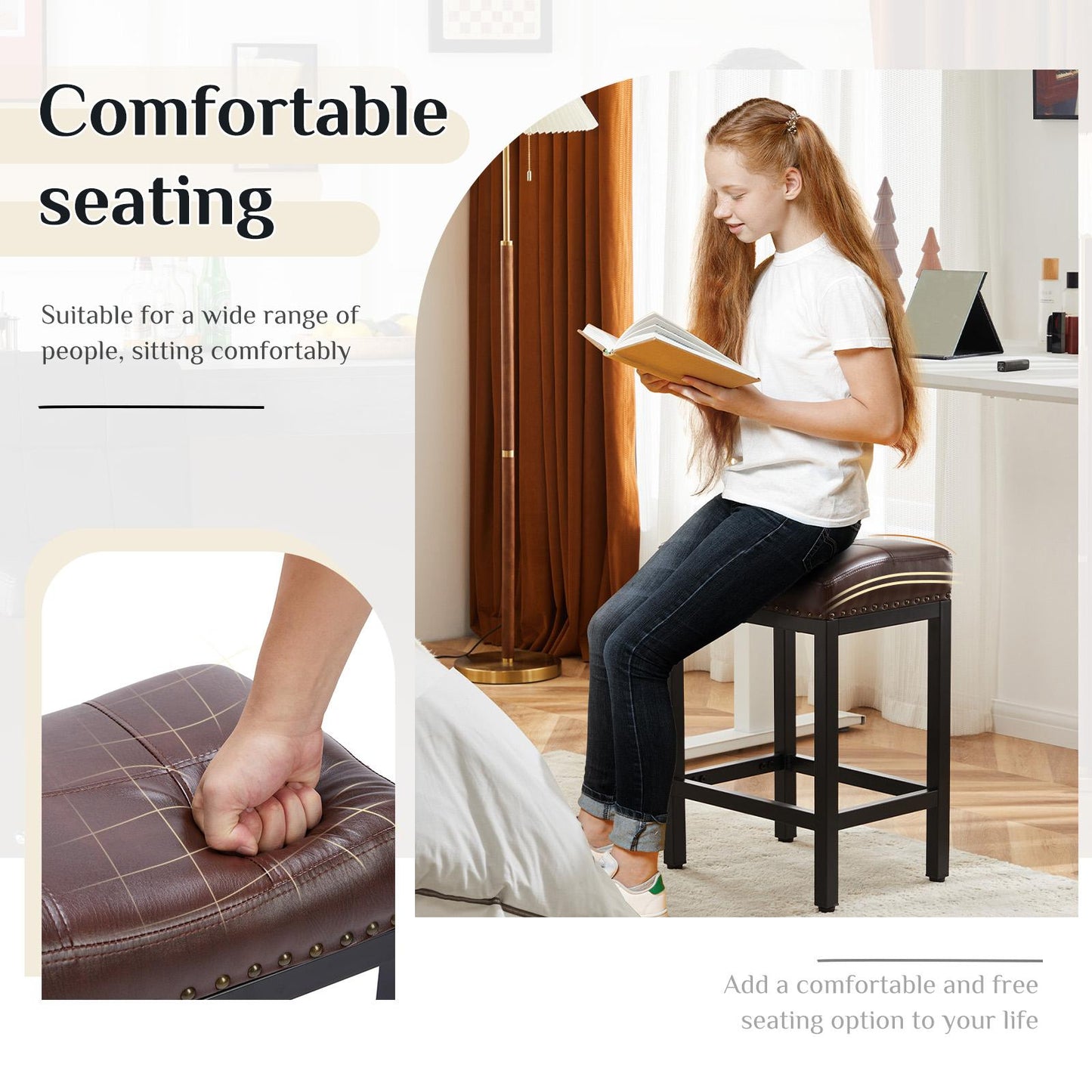 Saddle Bar Stool Kitchen Stools, Sturdy Steel Frame