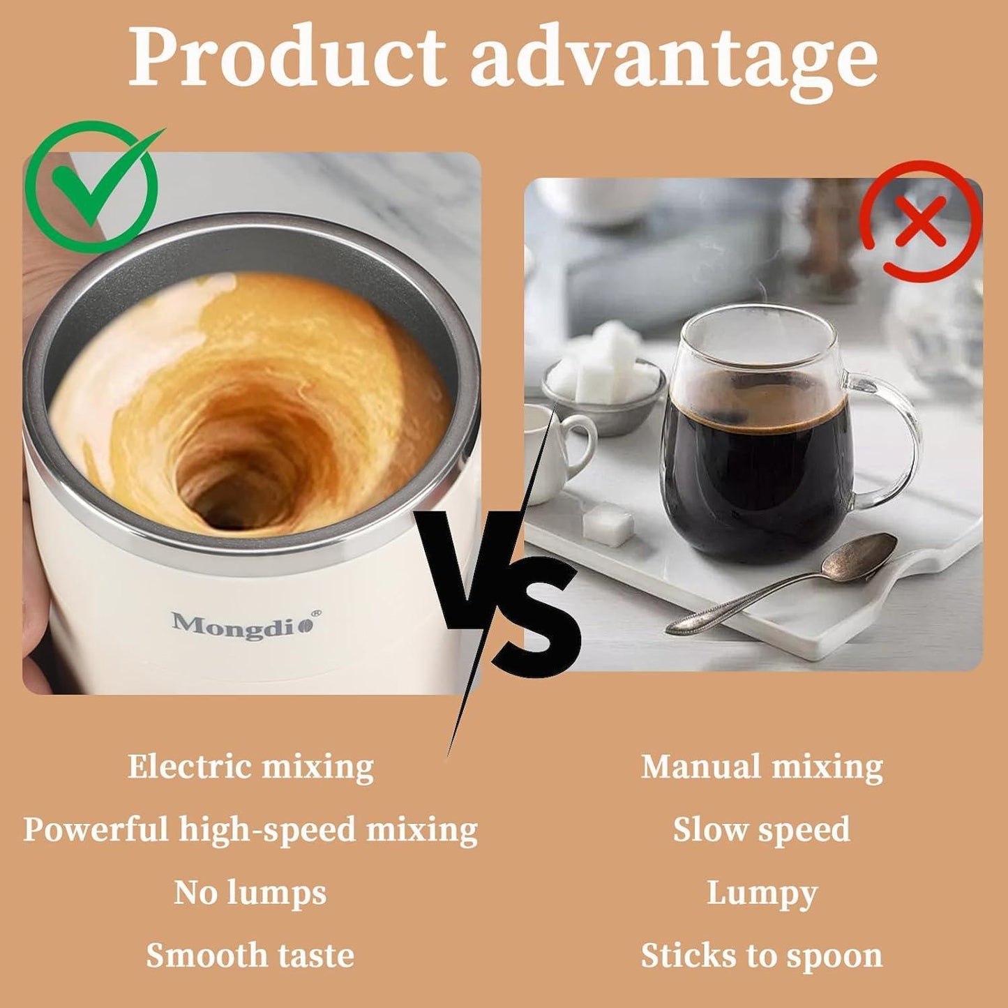 Mocha 12 Oz With Temperature Display Rechargeable Automatic Stirring Coffee Cup With Lid Suitable For Coffee Milk And Other Drinks White