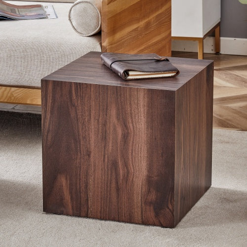 16x16x16 Inch Walnut Wood Grain MDF Coffee Table - Luxurious Design, Perfect Living Room Accent.Cube Fashion Texture Design Coffee Table, Suitable For Various Situations And Scenes
