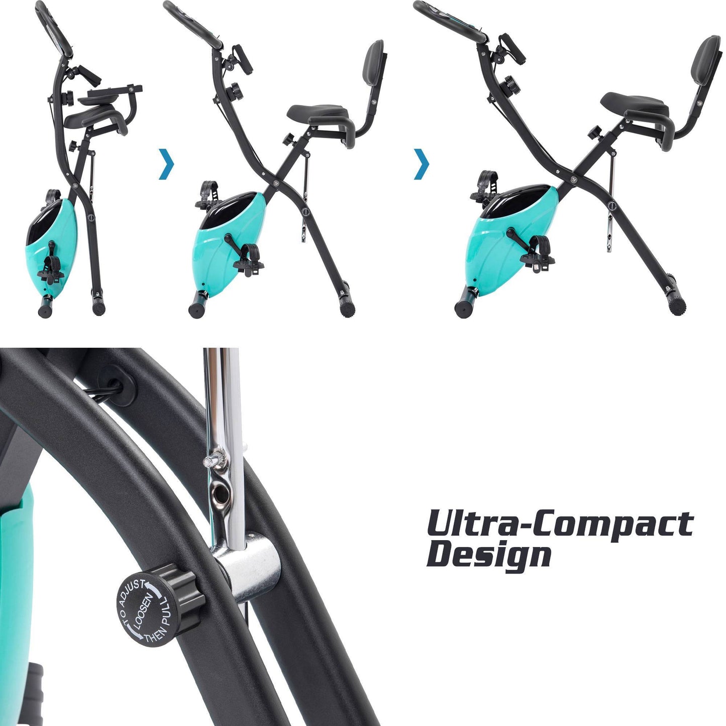 Folding Exercise Bike,Fitness Upright  Recumbent X-Bike  Adjustable Resistance