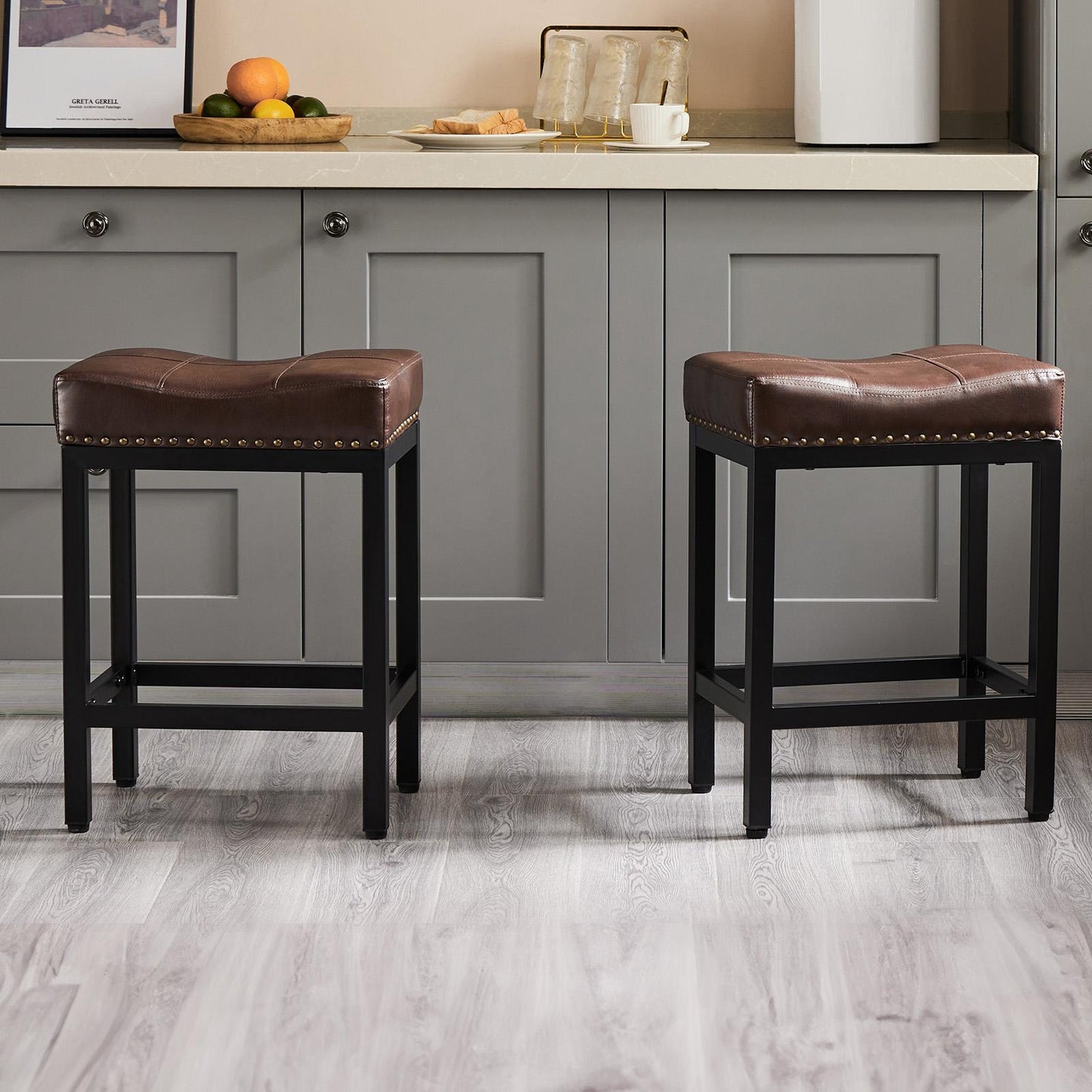 Saddle Bar Stool Kitchen Stools, Sturdy Steel Frame