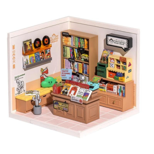 ROBOTIME DIY Miniature House Kit - 1:24 Scale Realistic Store Kit with LED Light - Tiny Model Mini House Kit with Furniture Best Birthday Gift