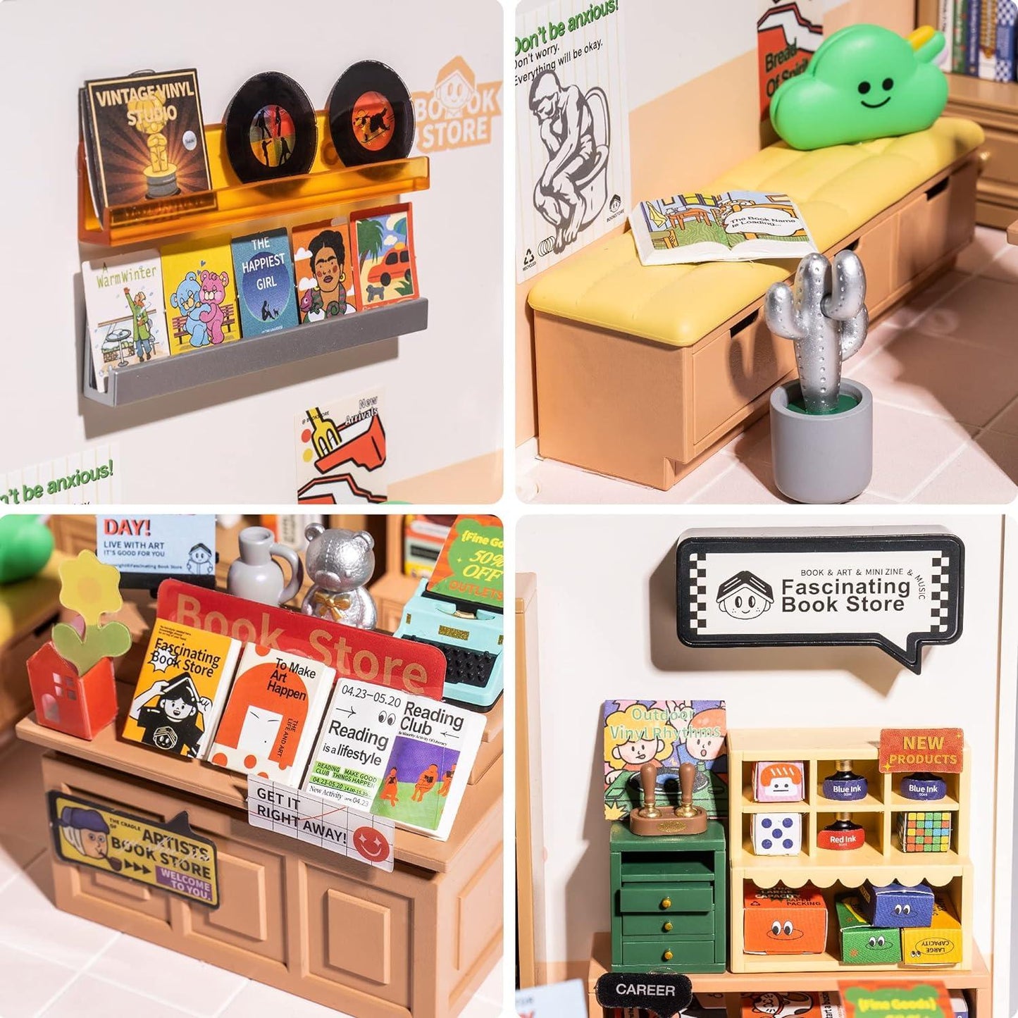 ROBOTIME DIY Miniature House Kit - 1:24 Scale Realistic Store Kit with LED Light - Tiny Model Mini House Kit with Furniture Best Birthday Gift