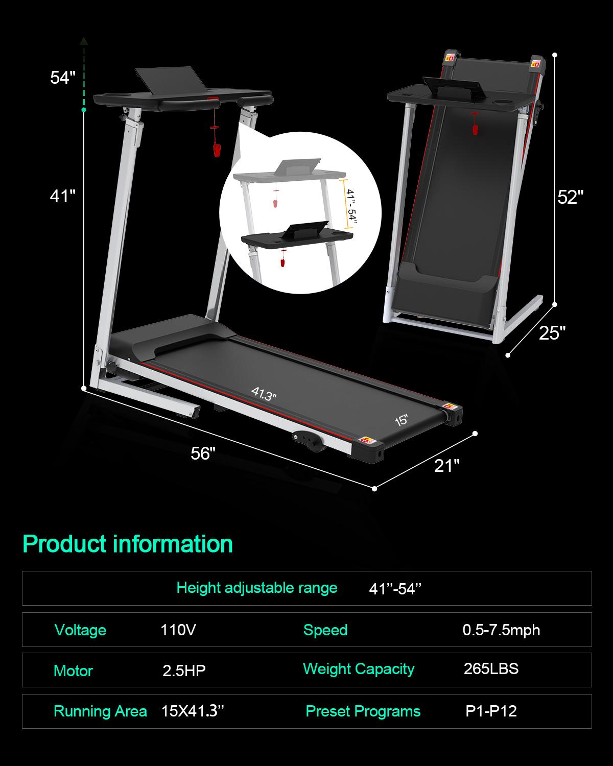 Folding Treadmill for Home - Slim Compact Running Machine Portable Electric Treadmill Foldable Treadmill Workout Exercise for Small Home Apartment Gym