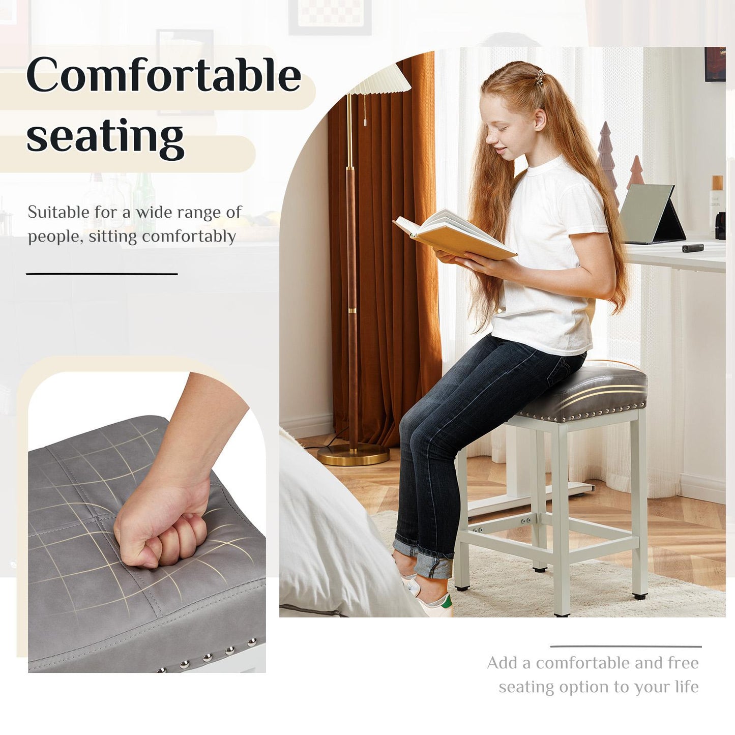Saddle Bar Stool Kitchen Stools, Sturdy Steel Frame
