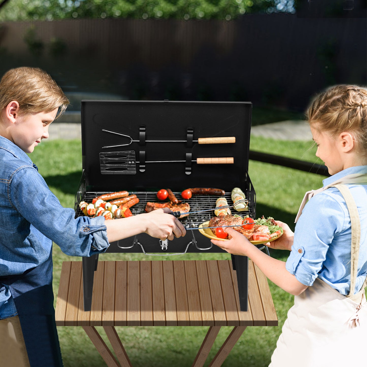 Black Portable Square Carbon Oven
