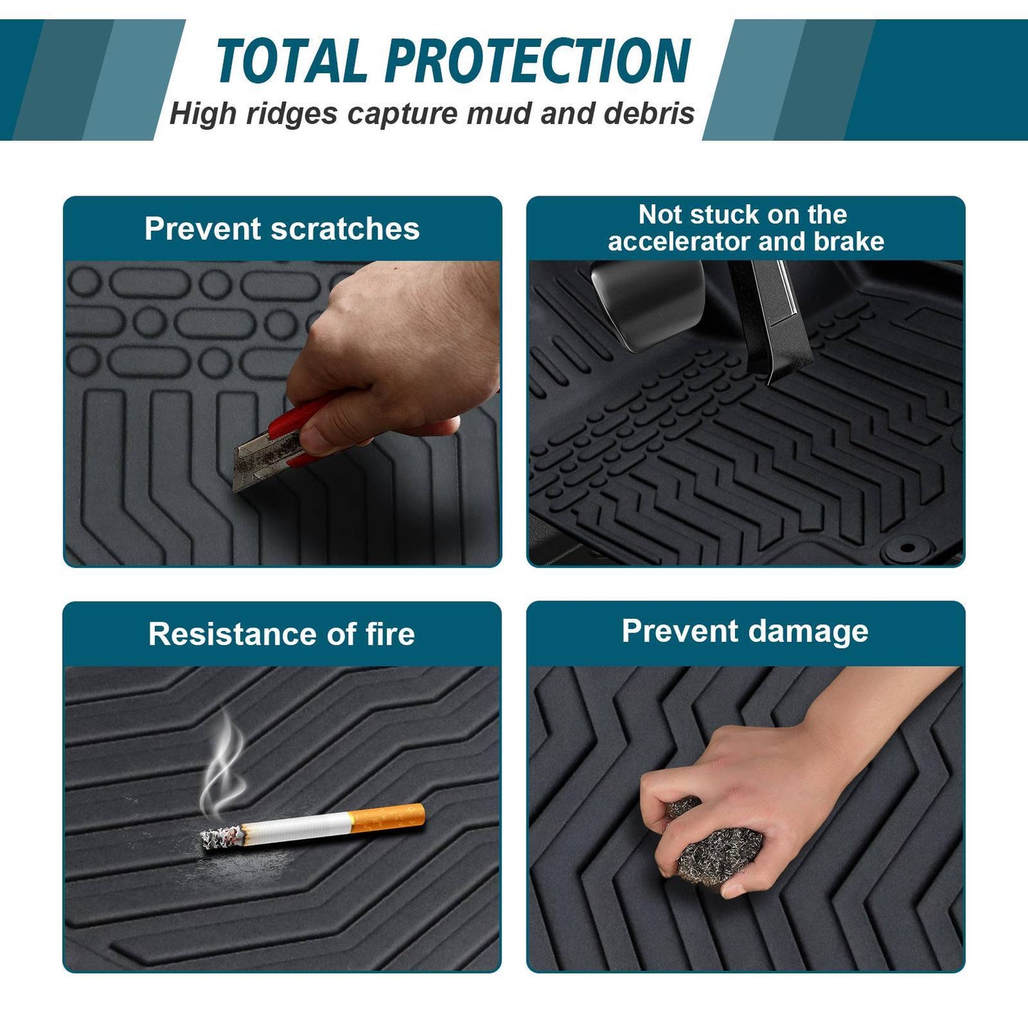 TPE Rubber Car Floor Mats All-Weather Black For 14-22 Lexus GX460 & 14-23 4Runner