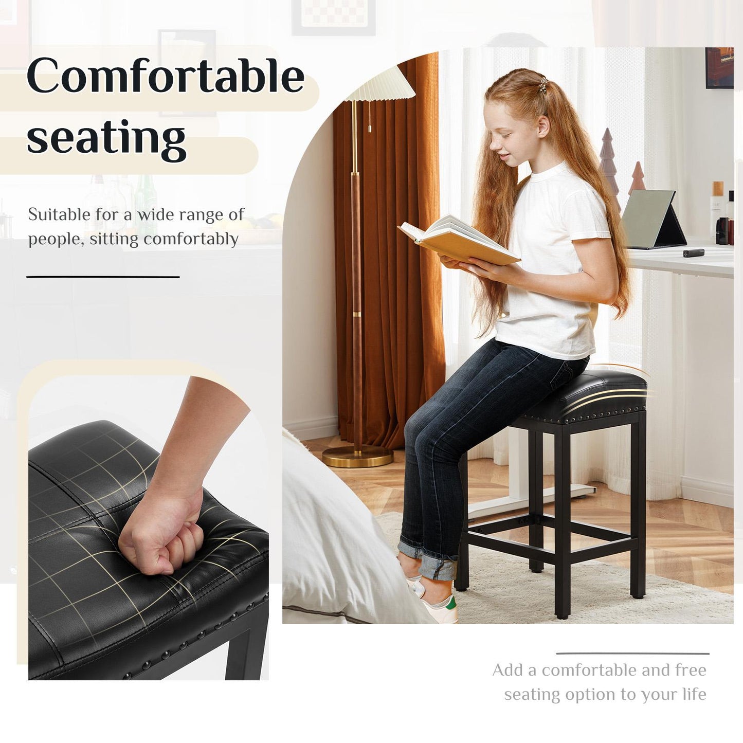 Saddle Bar Stool Kitchen Stools, Sturdy Steel Frame